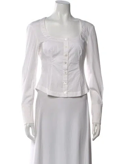 Pre-owned Staud Square Neckline Long Sleeve Top In Gray