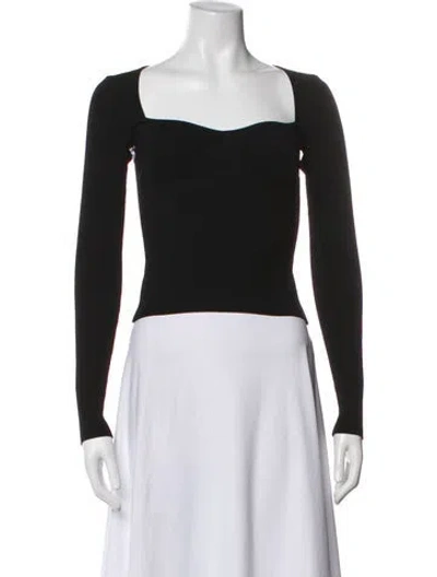 Pre-owned Staud Square Neckline Long Sleeve Top W/ Tags In Black
