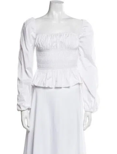 Pre-owned Staud Square Neckline Long Sleeve Top In White