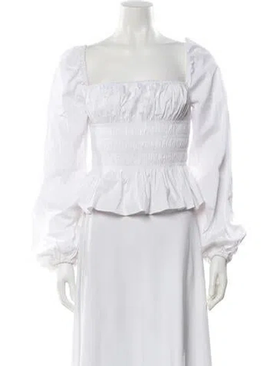 Pre-owned Staud Square Neckline Long Sleeve Top In White