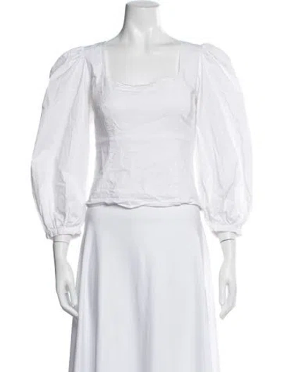 Pre-owned Staud Square Neckline Long Sleeve Top In White