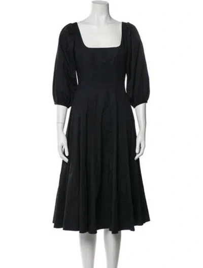 Pre-owned Staud Square Neckline Midi Length Dress In Black