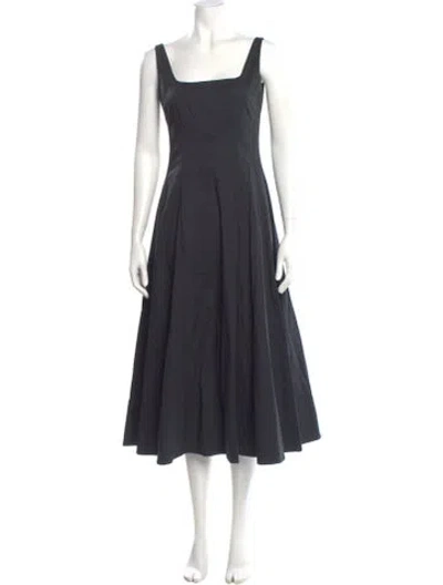 Pre-owned Staud Square Neckline Midi Length Dress In Black