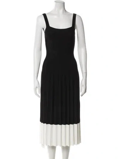 Pre-owned Staud Square Neckline Midi Length Dress In Black
