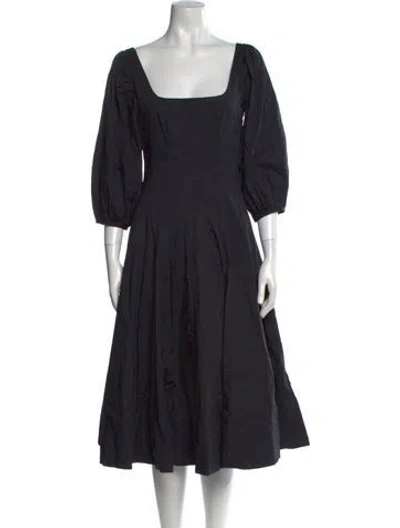 Pre-owned Staud Square Neckline Midi Length Dress In Black