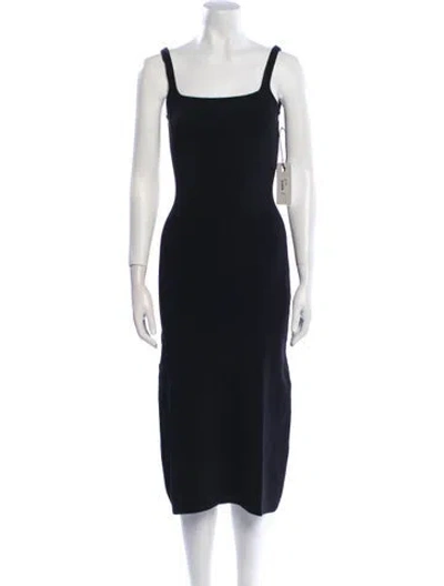Pre-owned Staud Square Neckline Midi Length Dress In Black