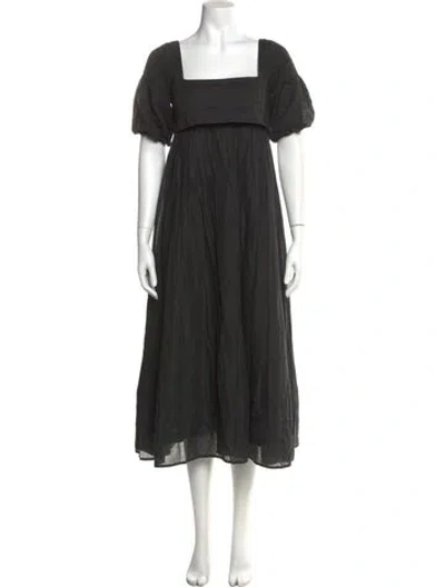 Pre-owned Staud Square Neckline Midi Length Dress In Black