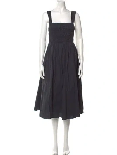 Pre-owned Staud Square Neckline Midi Length Dress In Black