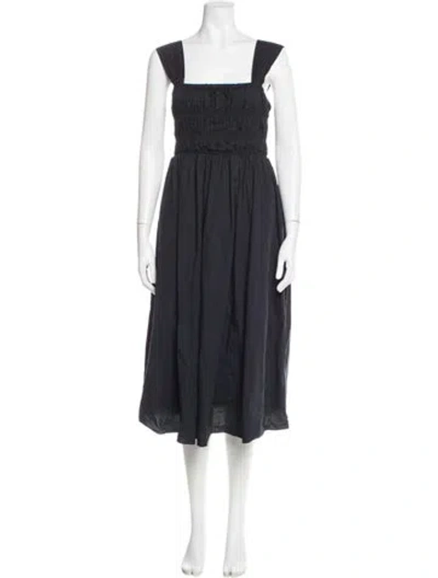 Pre-owned Staud Square Neckline Midi Length Dress In Black