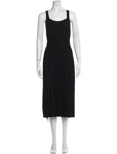 Pre-owned Staud Square Neckline Midi Length Dress In Black