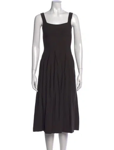Pre-owned Staud Square Neckline Midi Length Dress In Black