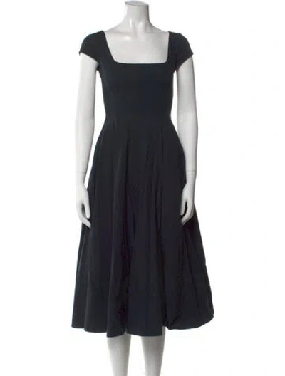 Pre-owned Staud Square Neckline Midi Length Dress In Black