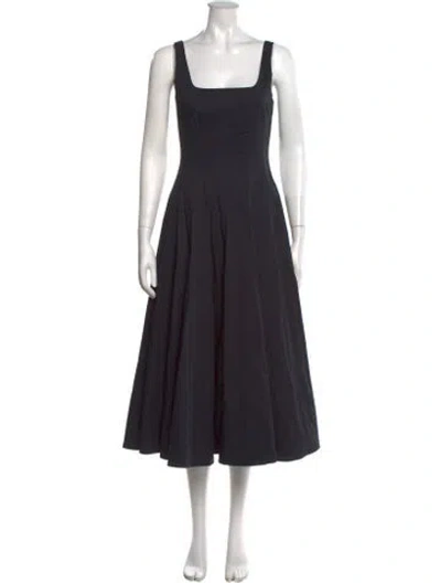 Pre-owned Staud Square Neckline Midi Length Dress In Black