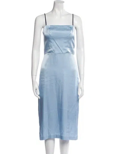 Pre-owned Staud Square Neckline Midi Length Dress In Blue