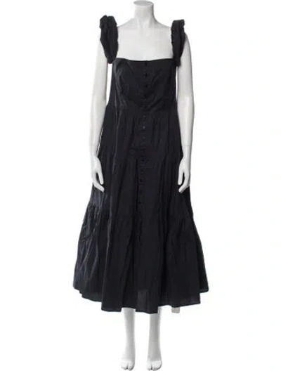 Pre-owned Staud Square Neckline Midi Length Dress In Blue