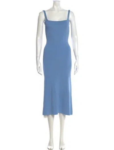 Pre-owned Staud Square Neckline Midi Length Dress In Blue