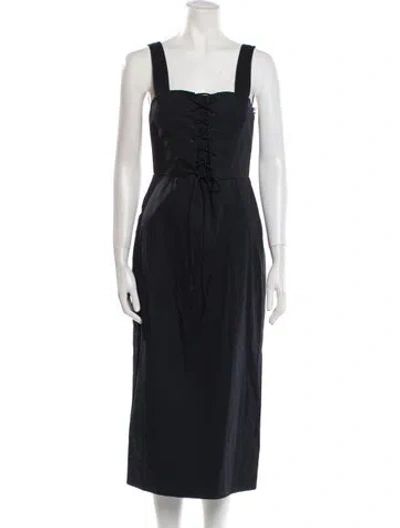 Pre-owned Staud Square Neckline Midi Length Dress In Blue