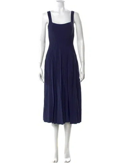 Pre-owned Staud Square Neckline Midi Length Dress In Blue