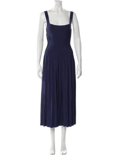 Pre-owned Staud Square Neckline Midi Length Dress In Blue