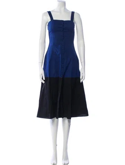 Pre-owned Staud Square Neckline Midi Length Dress In Blue