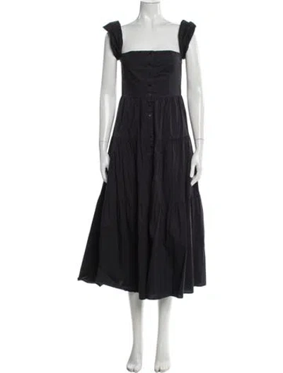 Pre-owned Staud Square Neckline Midi Length Dress In Blue