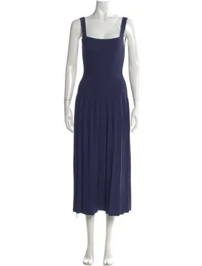 Pre-owned Staud Square Neckline Midi Length Dress In Blue