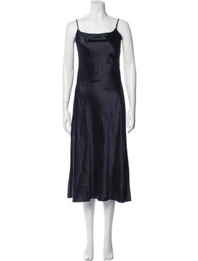 Pre-owned Staud Square Neckline Midi Length Dress In Blue