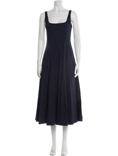 Pre-owned Staud Square Neckline Midi Length Dress In Blue