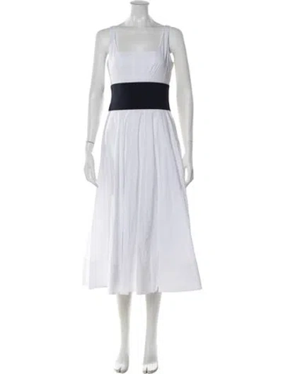Pre-owned Staud Square Neckline Midi Length Dress In Blue