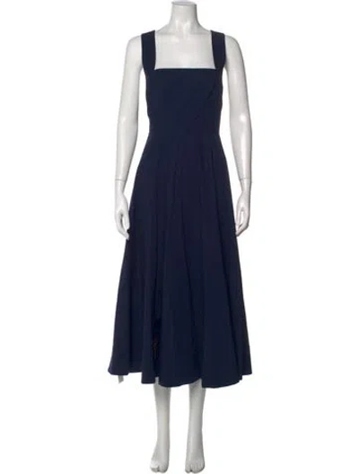 Pre-owned Staud Square Neckline Midi Length Dress In Blue