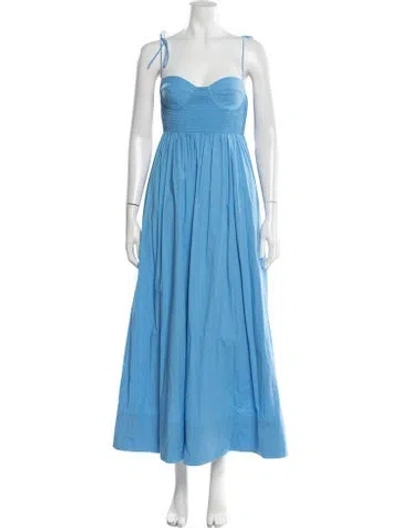 Pre-owned Staud Square Neckline Midi Length Dress In Blue