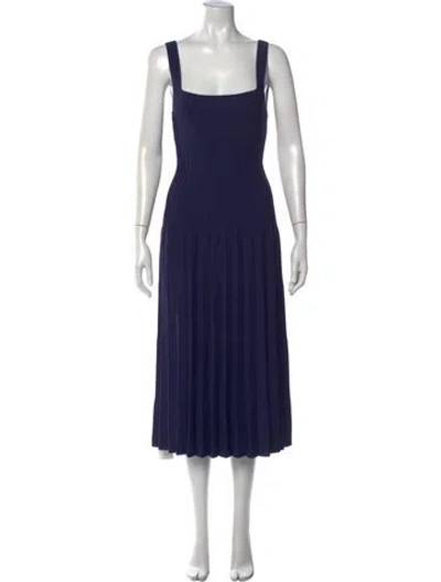 Pre-owned Staud Square Neckline Midi Length Dress In Blue