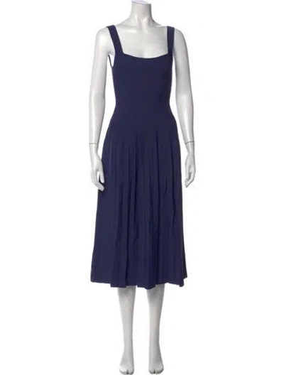 Pre-owned Staud Square Neckline Midi Length Dress In Blue