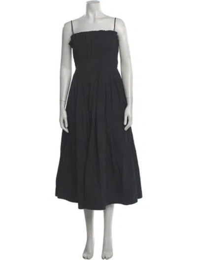 Pre-owned Staud Square Neckline Midi Length Dress In Blue