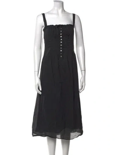 Pre-owned Staud Square Neckline Midi Length Dress In Blue
