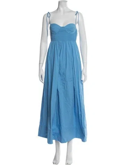 Pre-owned Staud Square Neckline Midi Length Dress In Blue