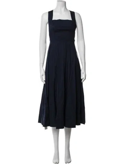 Pre-owned Staud Square Neckline Midi Length Dress In Blue