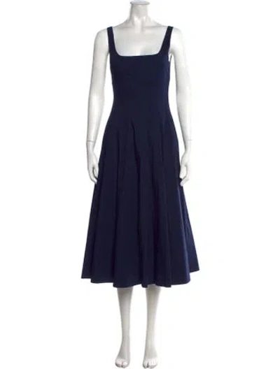 Pre-owned Staud Square Neckline Midi Length Dress In Blue