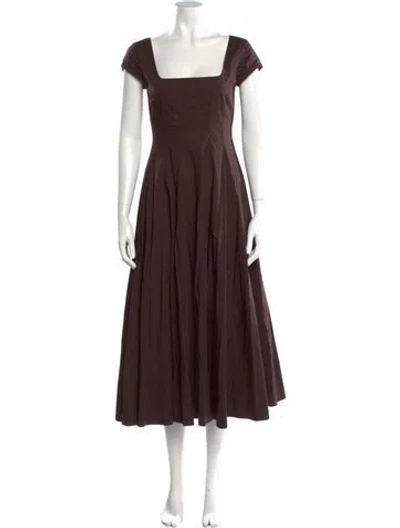 Pre-owned Staud Square Neckline Midi Length Dress In Brown