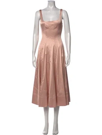 Pre-owned Staud Square Neckline Midi Length Dress In Brown