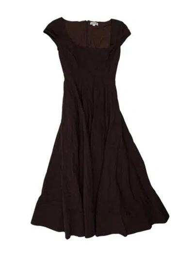 Pre-owned Staud Square Neckline Midi Length Dress In Brown