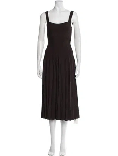 Pre-owned Staud Square Neckline Midi Length Dress In Brown