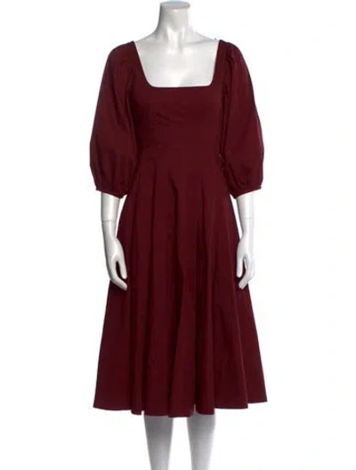 Pre-owned Staud Square Neckline Midi Length Dress In Burgundy