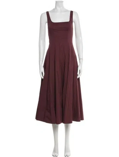 Pre-owned Staud Square Neckline Midi Length Dress In Burgundy