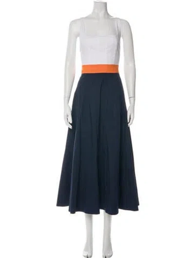 Pre-owned Staud Square Neckline Midi Length Dress In Green