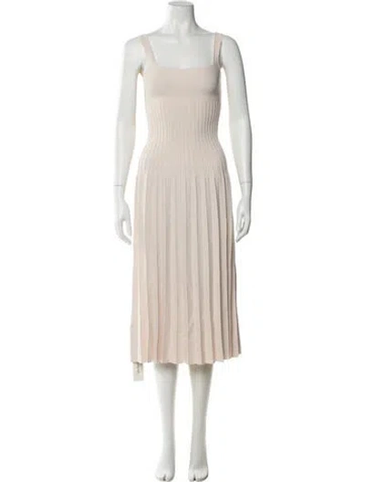 Pre-owned Staud Square Neckline Midi Length Dress In Neutral