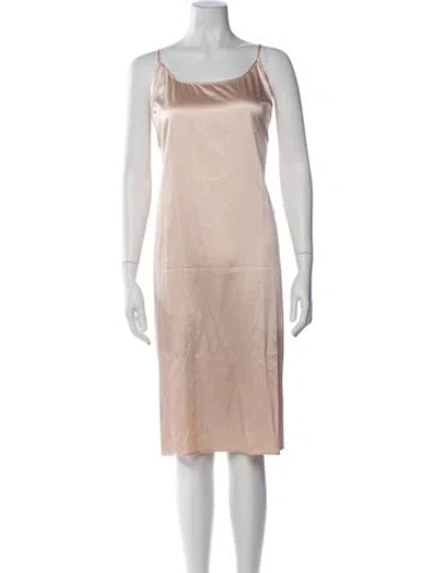 Pre-owned Staud Square Neckline Midi Length Dress In Neutral