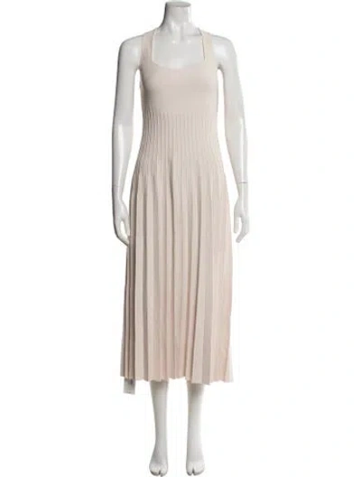 Pre-owned Staud Square Neckline Midi Length Dress In Neutral