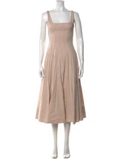 Pre-owned Staud Square Neckline Midi Length Dress In Neutral