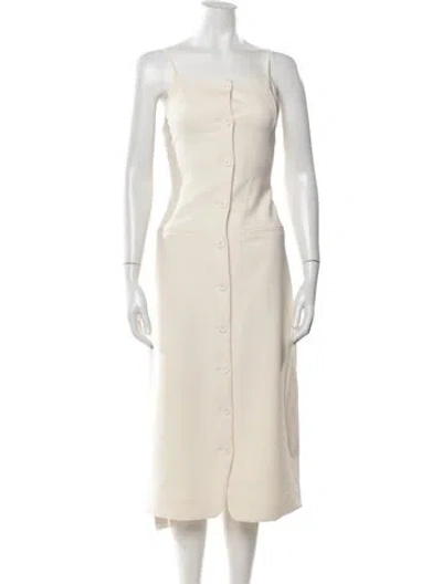 Pre-owned Staud Square Neckline Midi Length Dress In Neutral
